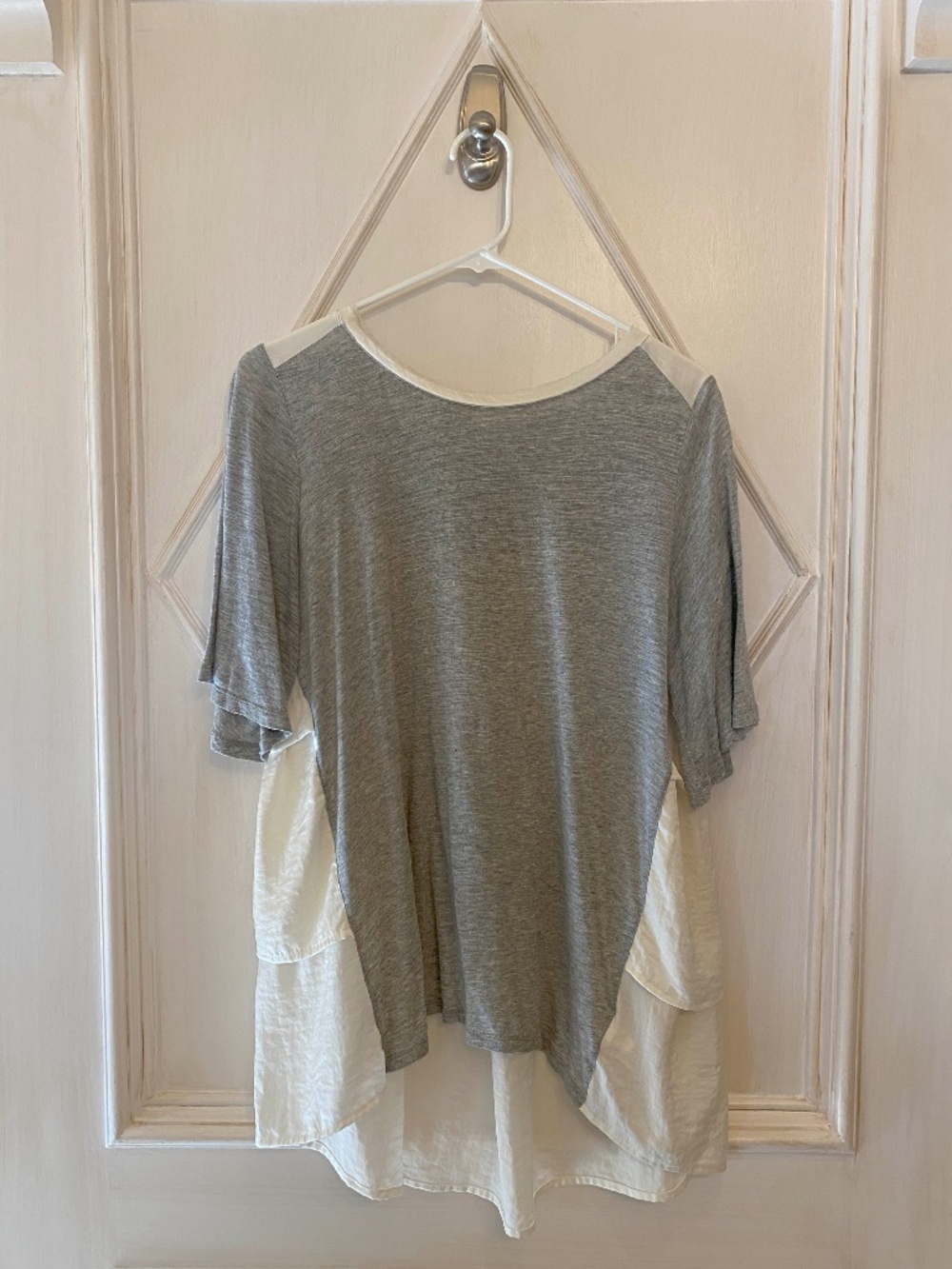 Gap Heather Gray Ruffle Tunic Short Sleeve Top